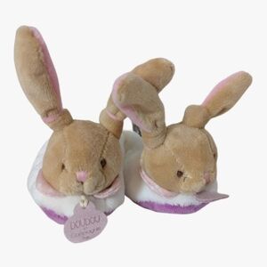 NWOT Doudou Et Compagnie Paris Bear Baby Bootie Slippers Fleece French Bunny